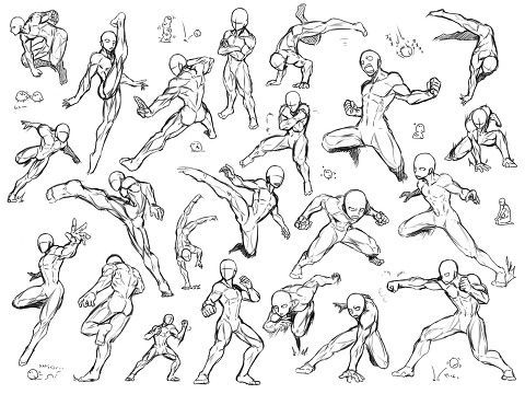 Download Male Poses For Drawing, Fighting Poses, Yoga Poses. Royalty-Free  Stock Illustration Image - Pixabay