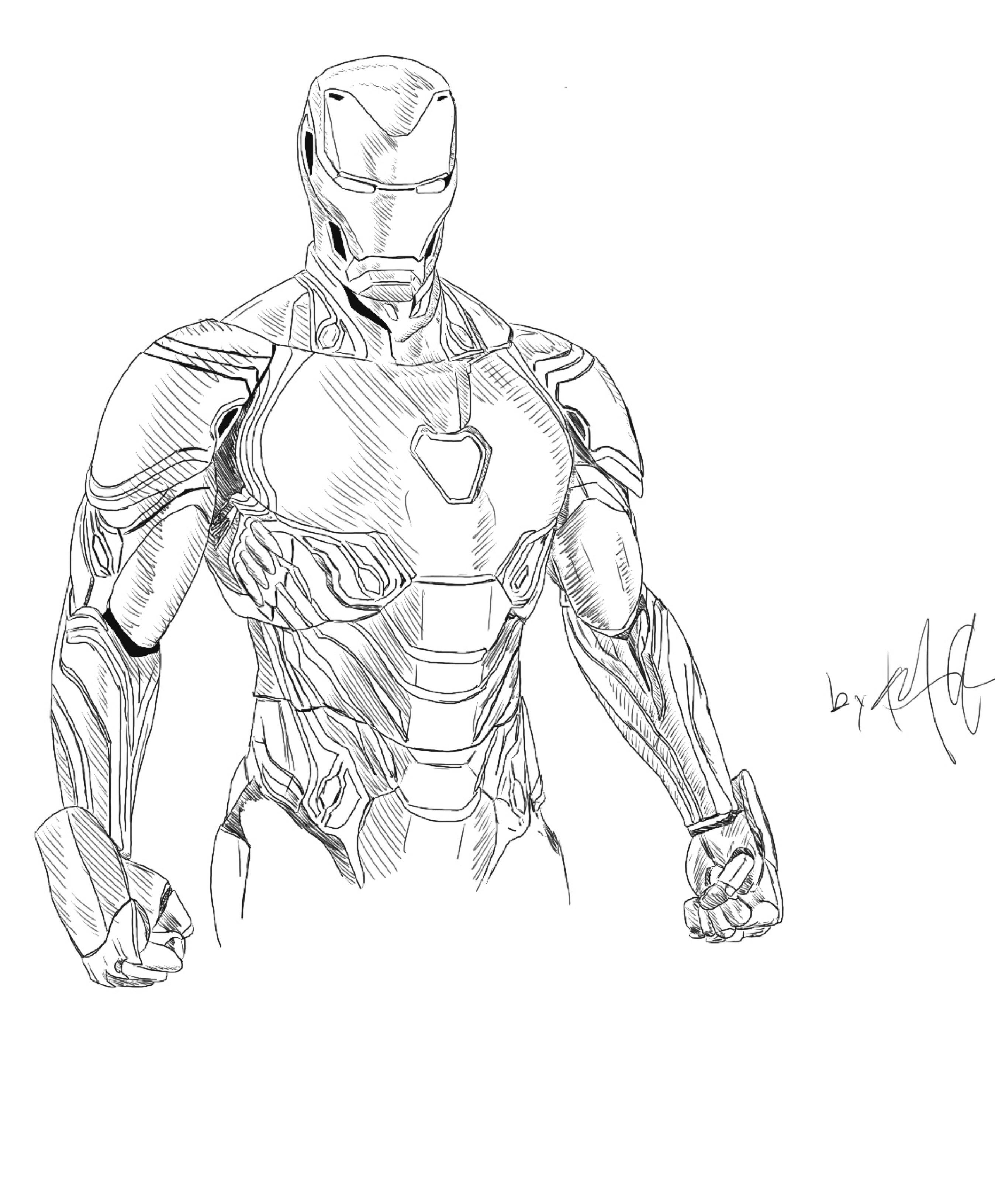 iron man outline sketch