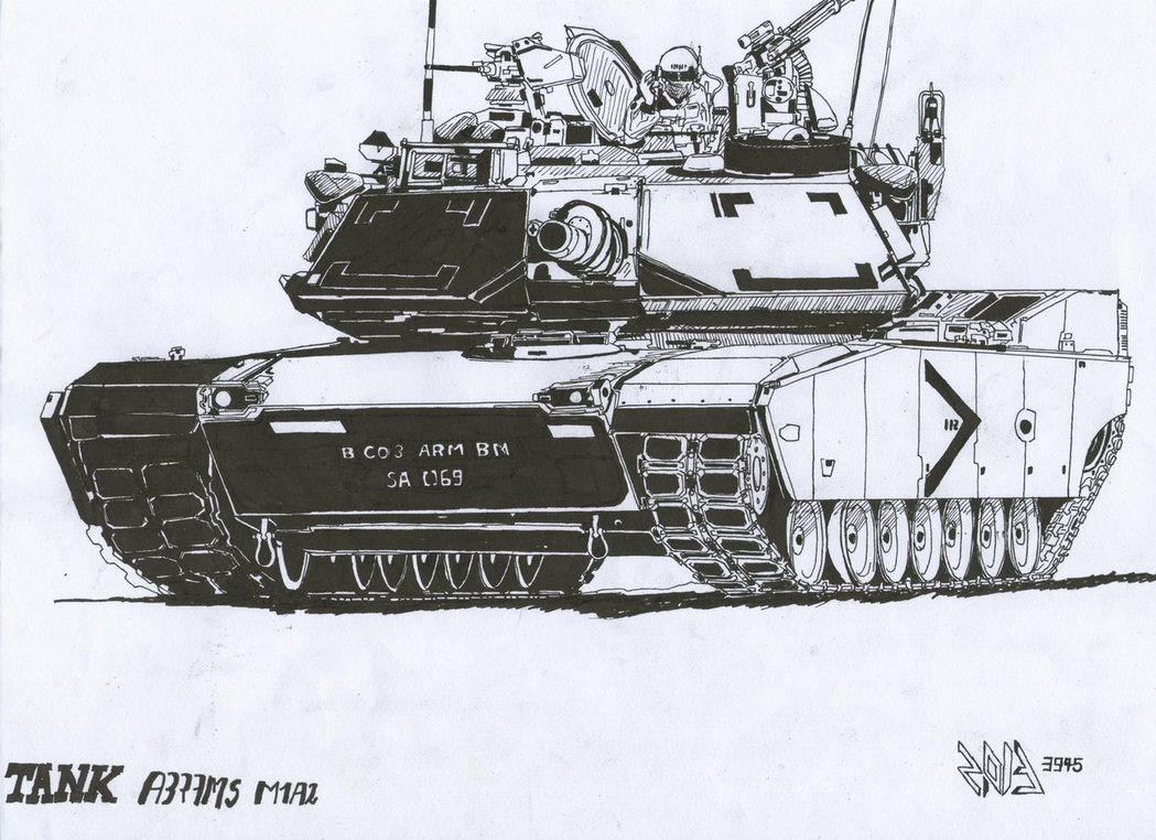 M1 Abrams Tank Drawing Pictures Drawing Skill