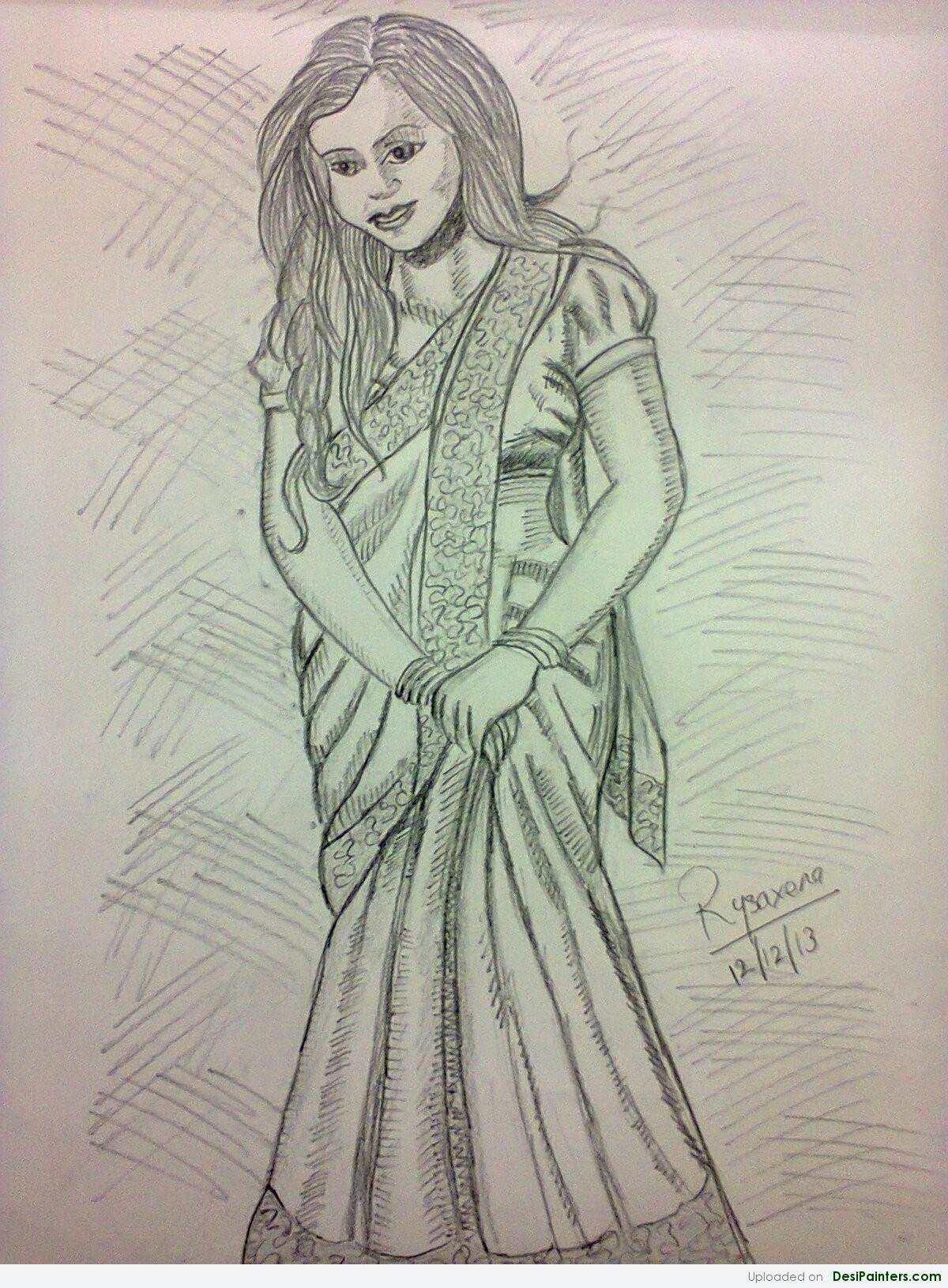 Indian Girl In Saree  Line Art by Nivy95 on DeviantArt