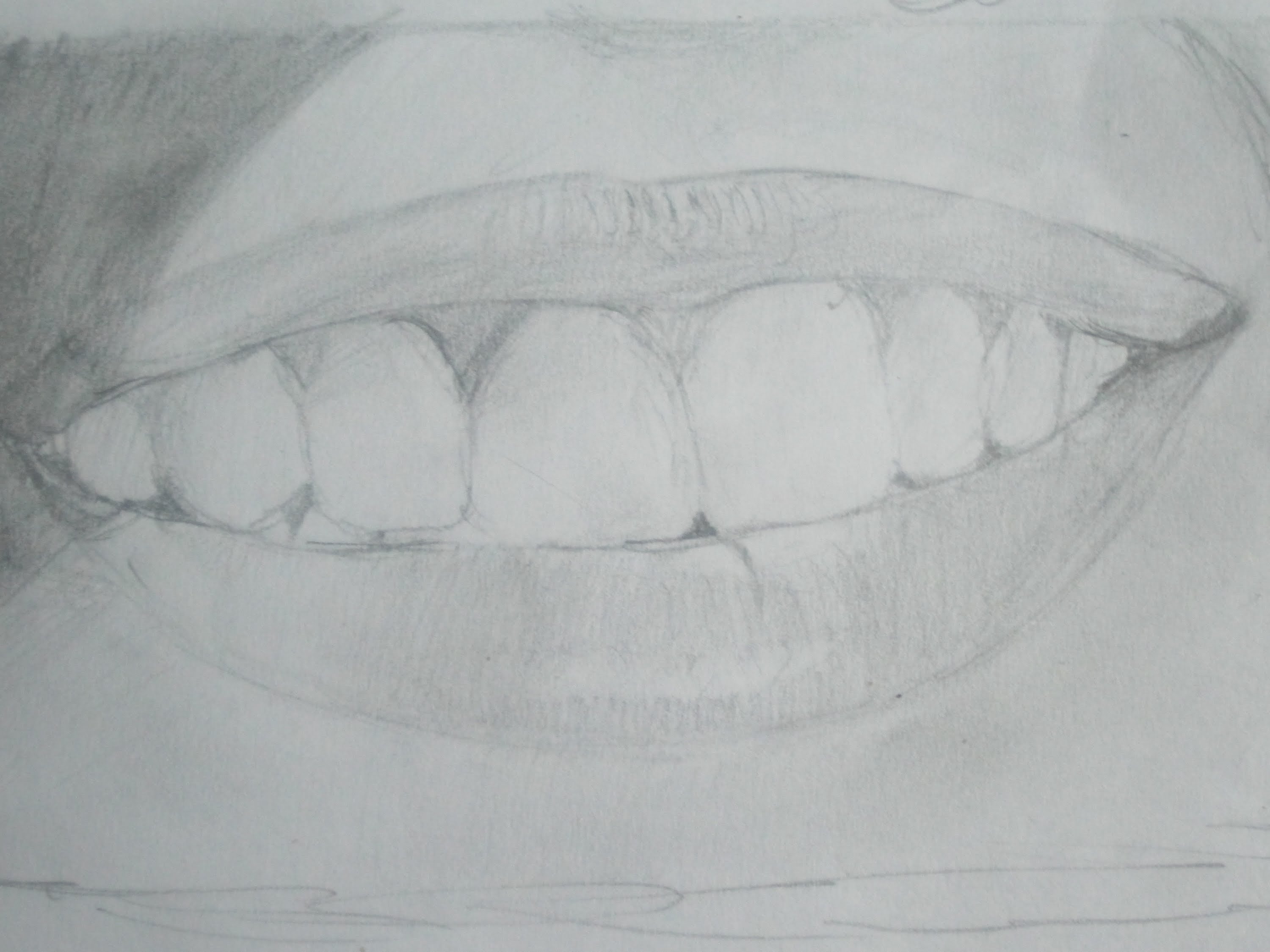 How to draw lips, Male, female, smiling, from the side