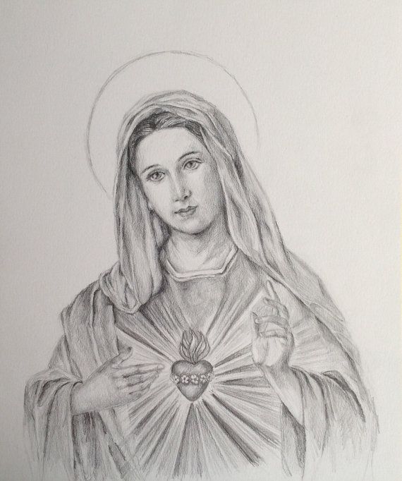 Virgin Mary Drawing Art - Drawing Skill