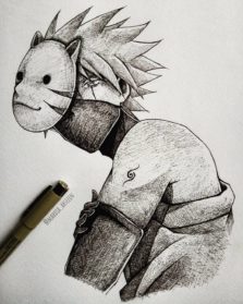 Anbu Hatake Kakashi Mask Drawing - Drawing Skill