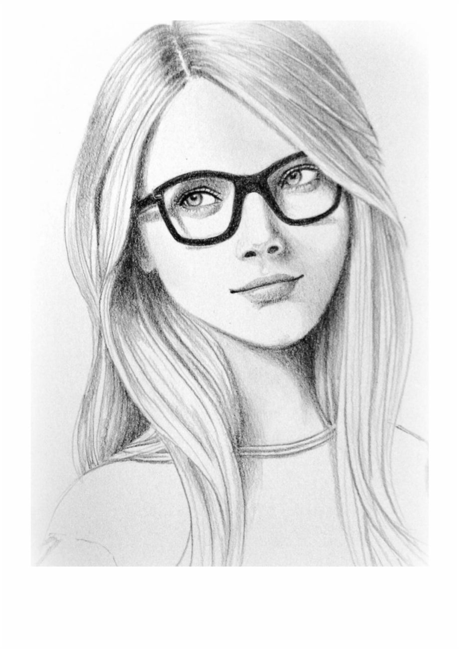 White Sketch of a beautiful girl Size A4