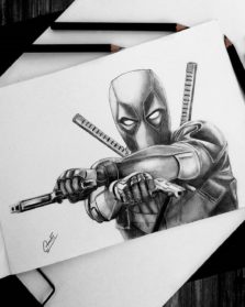 Deadpool Charcoal Drawing - Drawing Skill