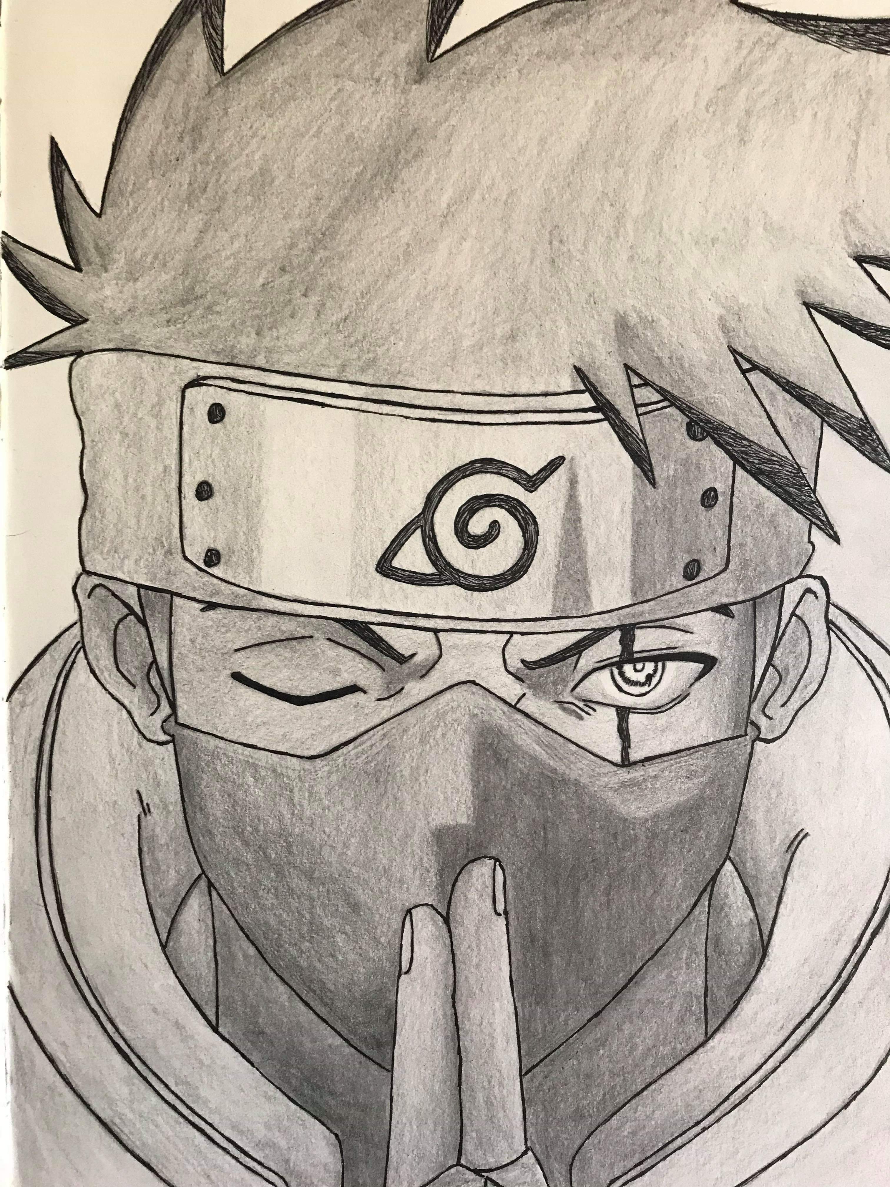 How to draw Kakashi Hatake from Naruto anime  Sketchok easy drawing guides