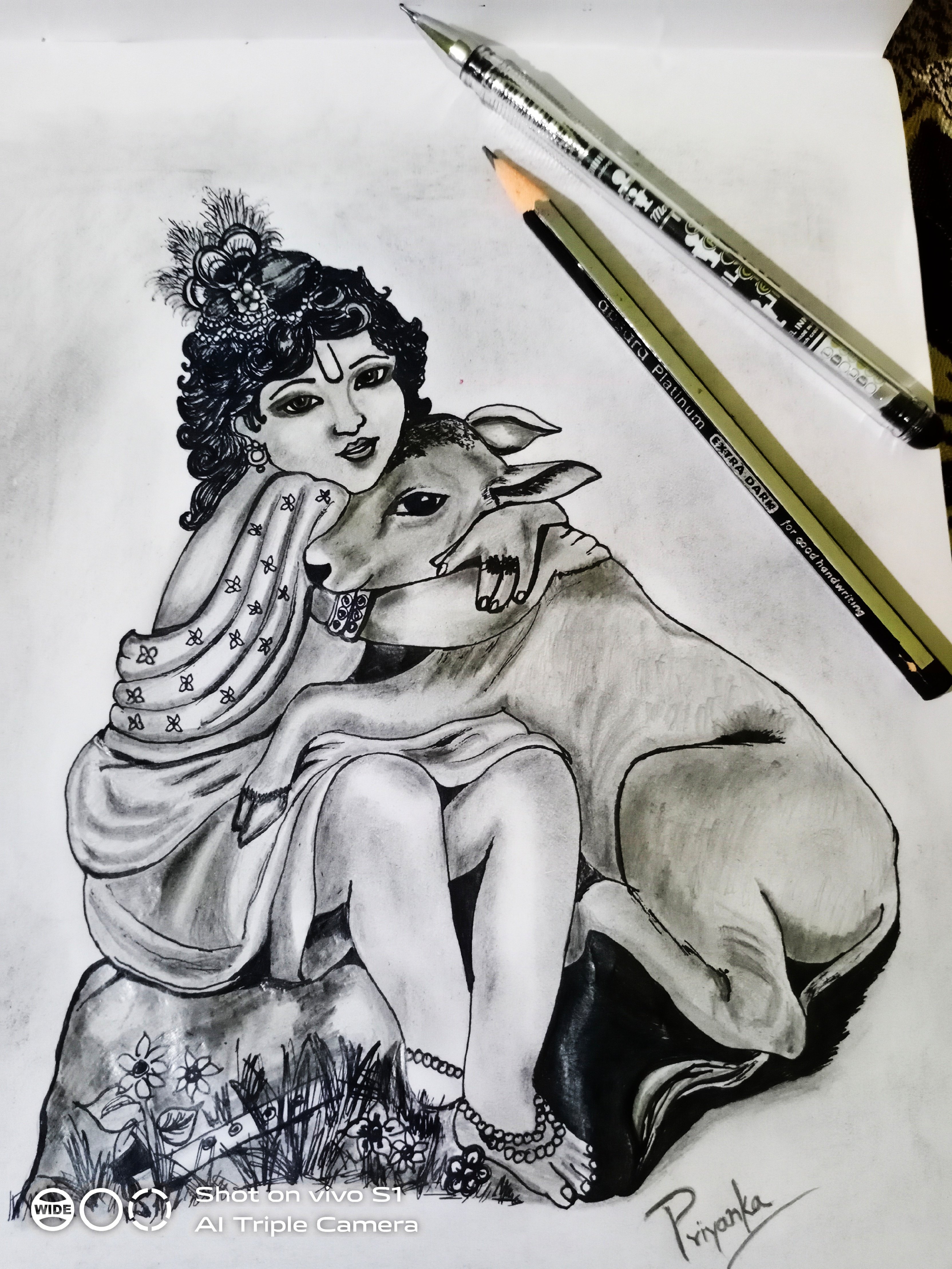 नन्हें कृष्ण | Easy art How to Draw Little Krishna