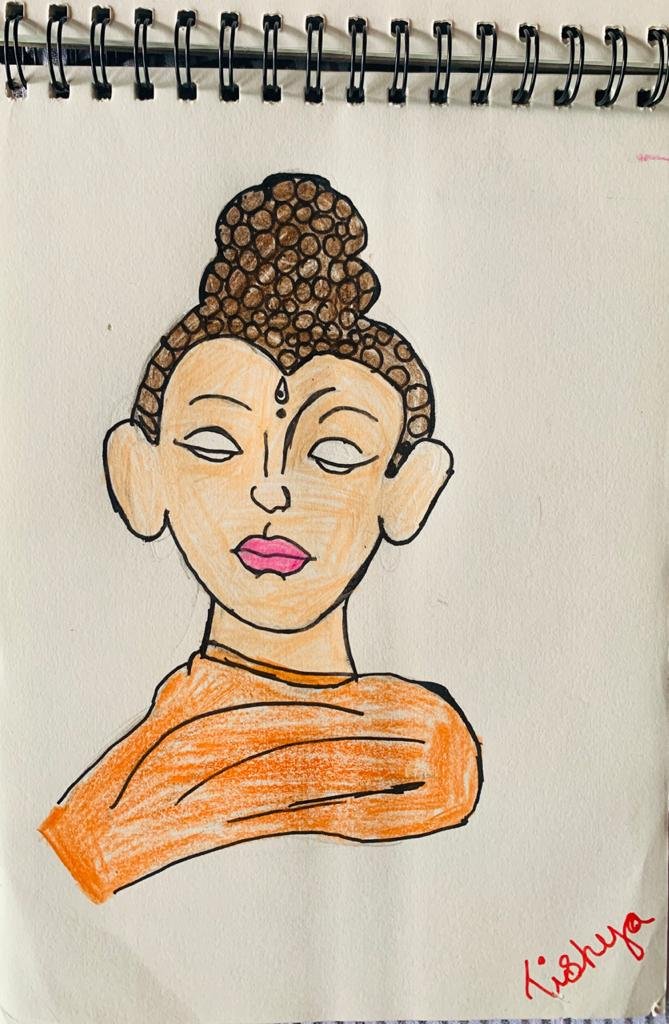 Lord Buddha Simple Drawing, HD Png Download - vhv