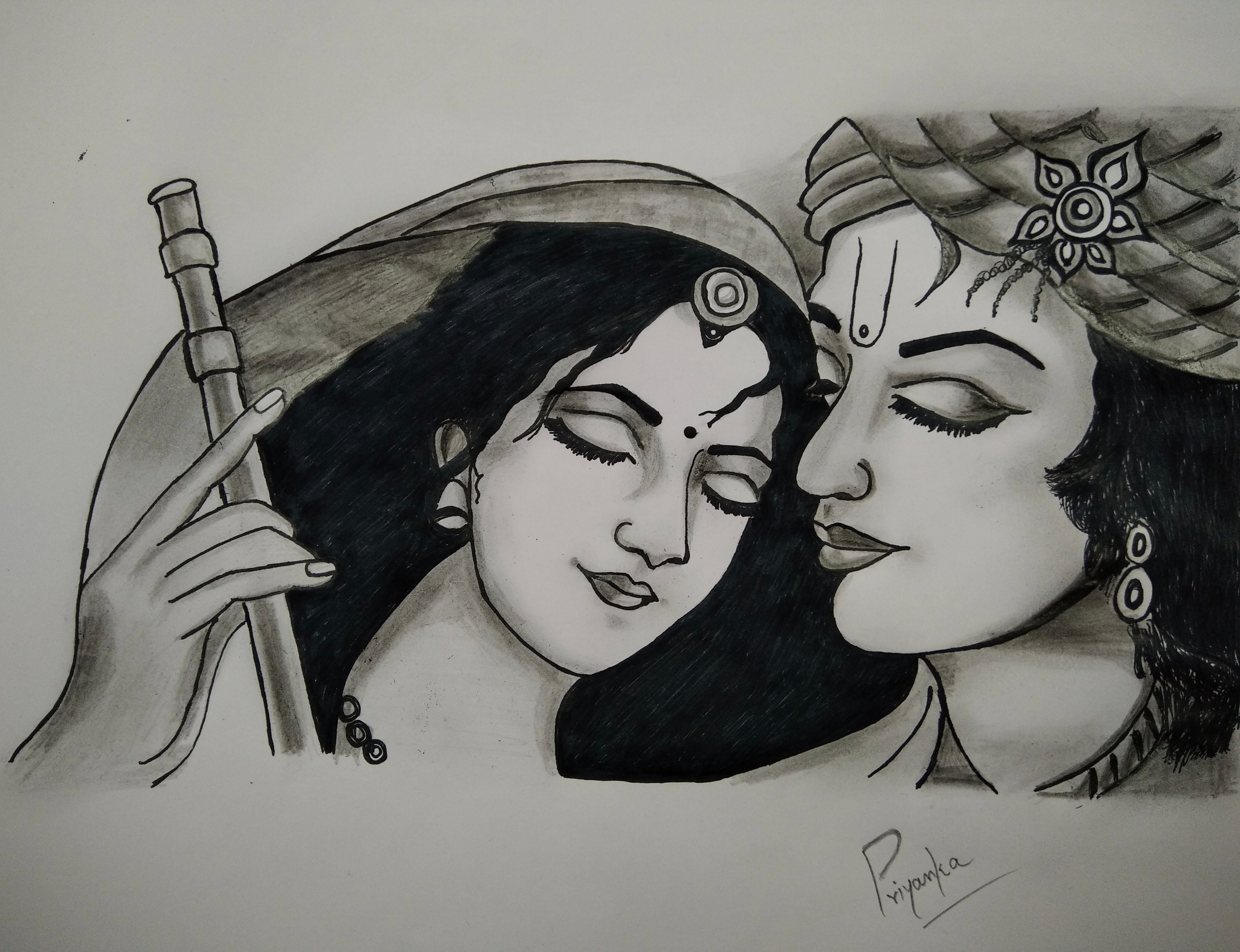 Lord krishna Drawing by Mohit Chaurasiya - Pixels