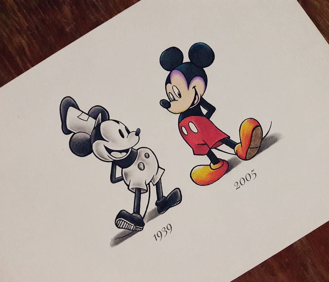How to Draw Disney Mickey Mouse Cute step by step - YouTube