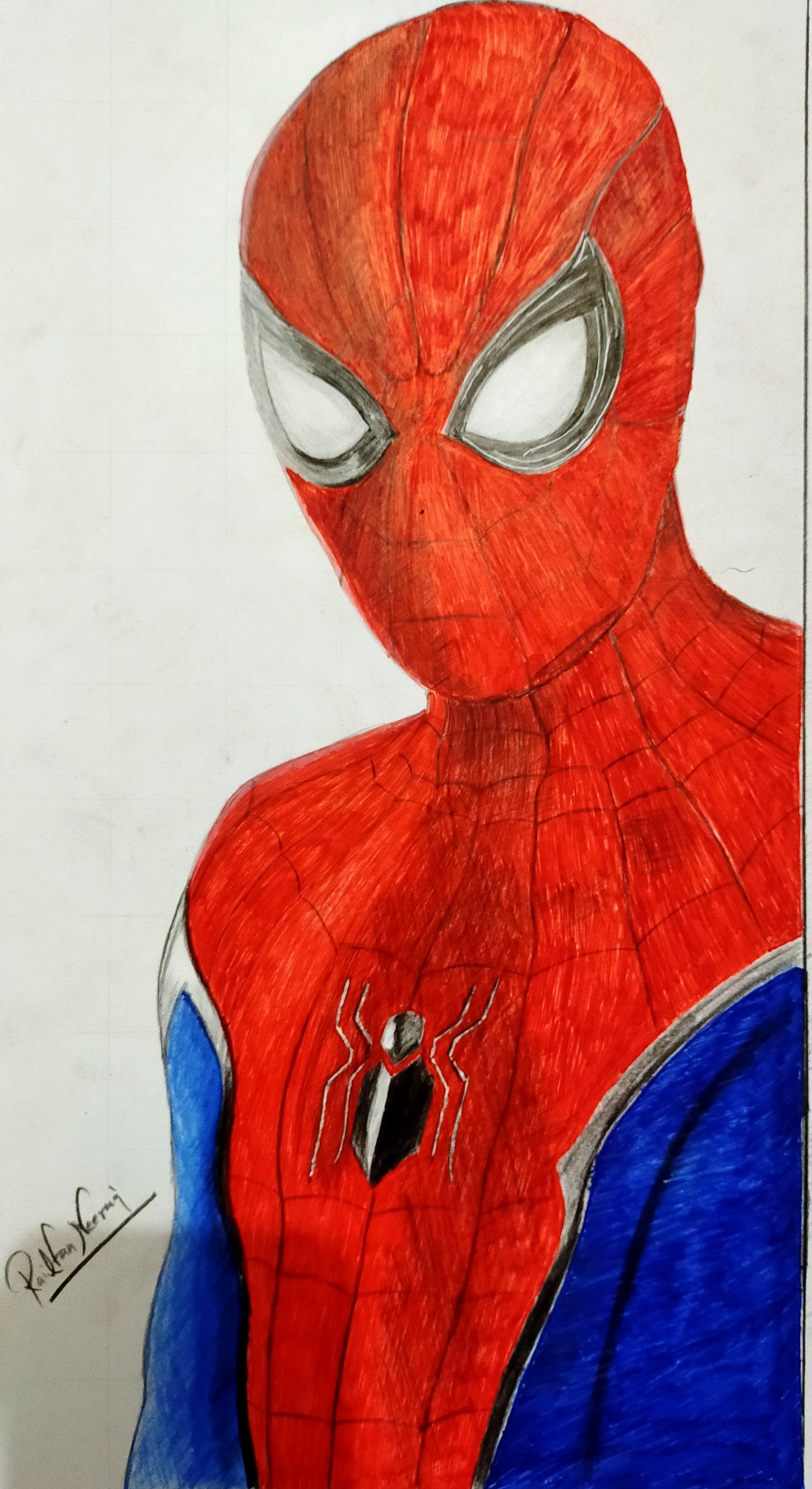 Spider Man Drawing Template, Web drawing & illustration mixed media ...