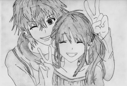 Anime Couple Drawing Pic - Drawing Skill