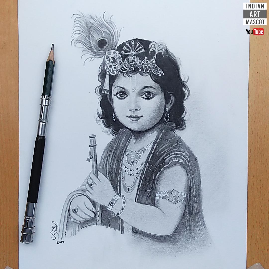 Drawing of krishna. How to draw krishna sketch. Learn Easy Sketches And Art.  - video Dailymotion