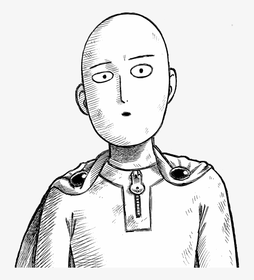 Monochrome image of muscular saitama from one punch man on Craiyon