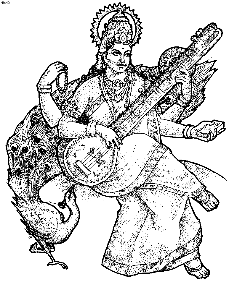How to draw Goddess Saraswati (Vasant Panchami)