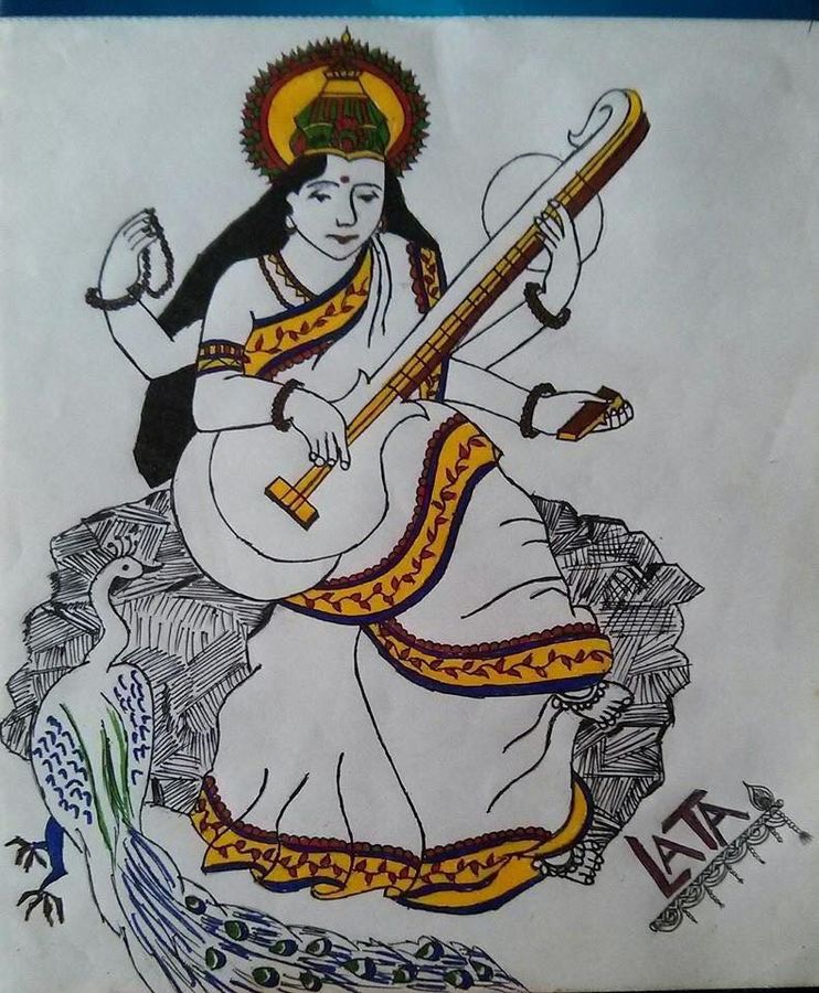 Saraswati Drawing Picture  Drawing Skill