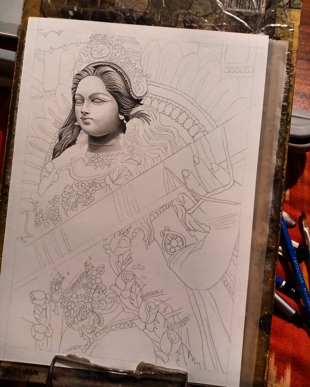 Discover more than 71 artistic saraswati drawing super hot - xkldase.edu.vn