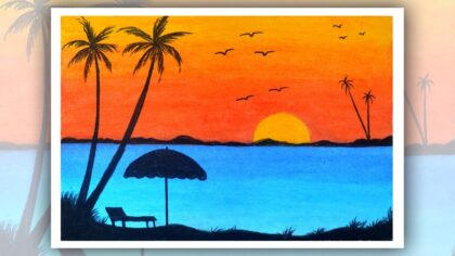 Sunset Drawing Image - Drawing Skill