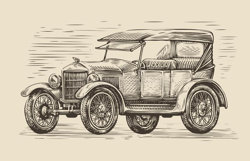 Vintage Car Line Art. Outline Vector Car Stock Vector - Illustration of  clip, guidance: 201974391