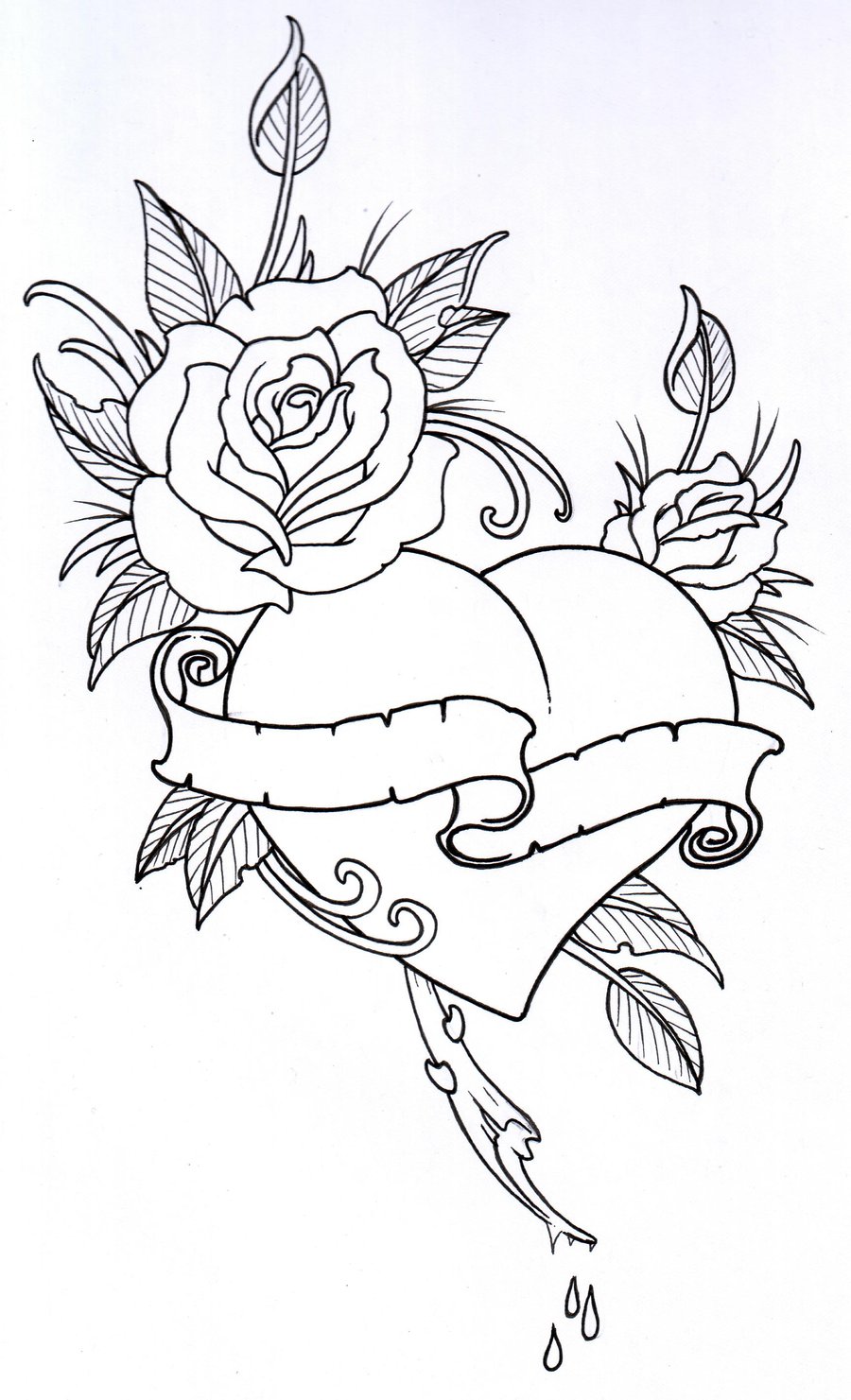 Heart And Rose Drawing Realistic Drawing Skill