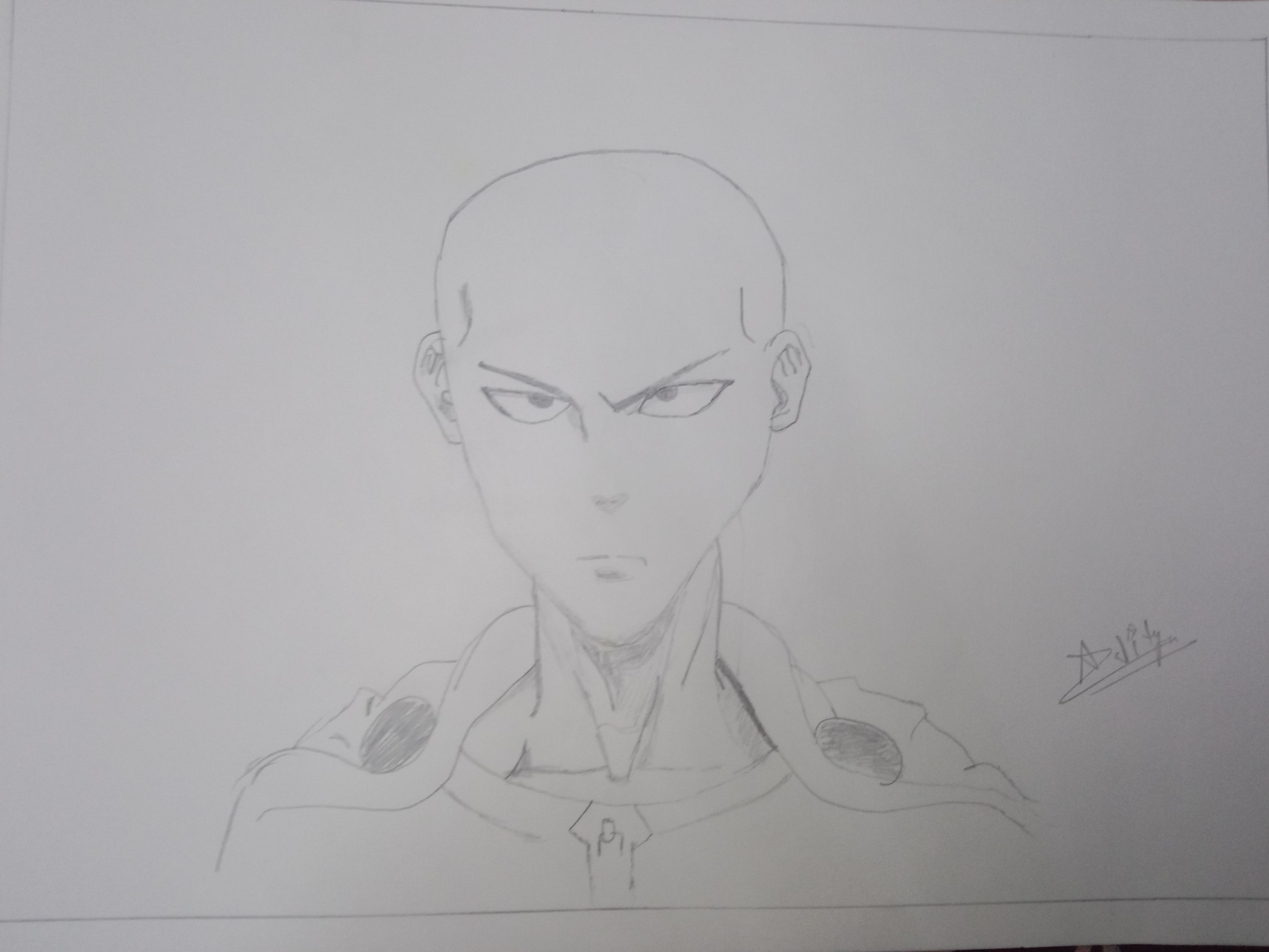 Saitama. One punch man. Drawing practice. Reference used. . . . Tags: . . .  #onepunchman #anime #naruto #onepiece #manga… | Instagram